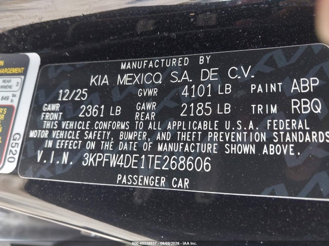 Продаж на аукціоні авто 2026 Kia K4 Gt-line, vin: 3KPFW4DE1TE268606, номер лоту: 45336537