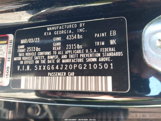 Продажа на аукционе авто 2023 Kia K5 Gt-line, vin: 5XXG64J20PG210501, номер лота: 45336567
