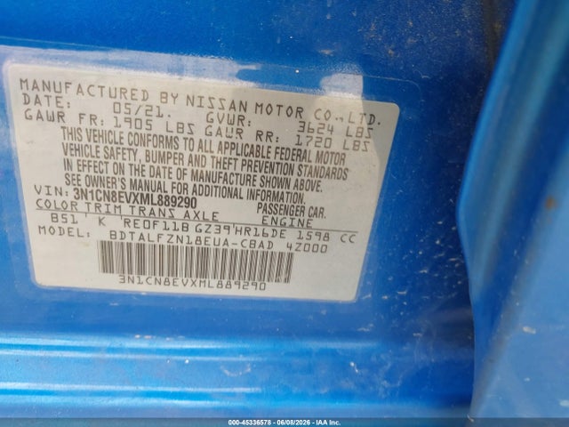Nissan Versa Sv Xtronic Cvt 2021 3N1CN8EVXML889290 Image 9