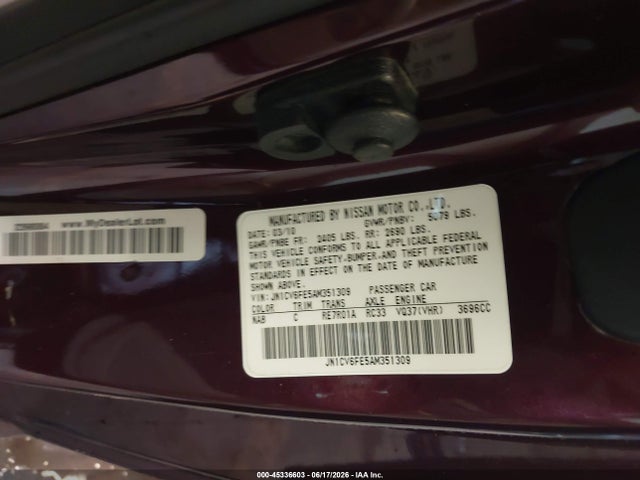 2010 Infiniti G37 მანქანა იყიდება აუქციონზე, vin: JN1CV6FE5AM351309, აუქციონის ნომერი: 45336603