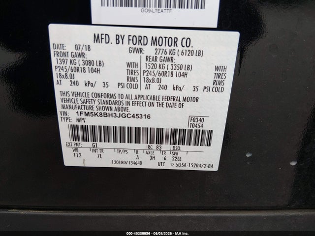 Ford Explorer 2018 1FM5K8BH3JGC45316 Image 9