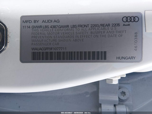 45336647 :رقم المزاد ، WAUACGFF9F1077711 vin ، 2015 Audi A3 1.8t Premium مزاد بيع