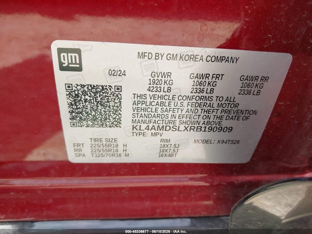 Продажа на аукционе авто 2024 Buick Encore Gx Sport Touring Fwd, vin: KL4AMDSLXRB190909, номер лота: 45336677