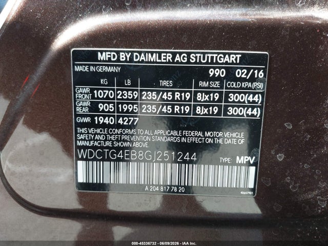 Mercedes-Benz GLA 250 2016 WDCTG4EB8GJ251244 Image 9
