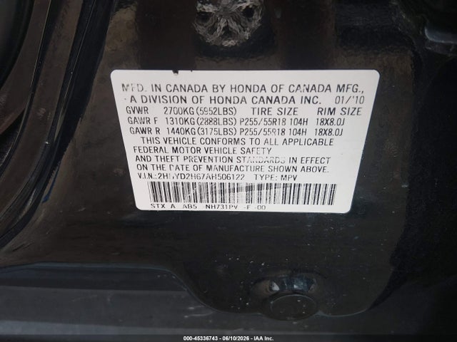 Aukcja sprzedaży 2010 Acura Mdx Technology Package, vin: 2HNYD2H67AH506122, numer aukcji: 45336743