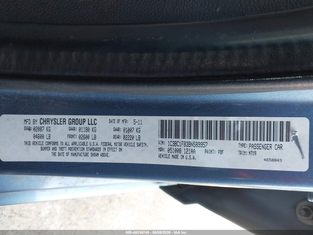 2011 Chrysler 200 Touring მანქანა იყიდება აუქციონზე, vin: 1C3BC1FB3BN589957, აუქციონის ნომერი: 45336749