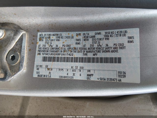 Ford ESCAPE SE 2015 1FMCU0GX8FUA17422 Image 9