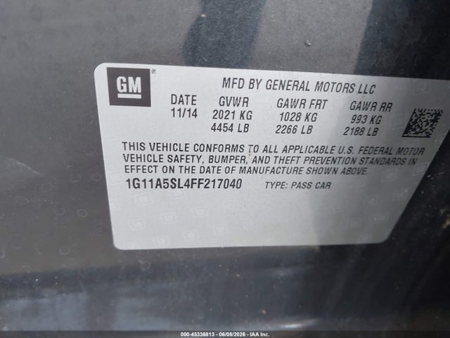 Aukcja sprzedaży 2015 Chevrolet Malibu 1fl, vin: 1G11A5SL4FF217040, numer aukcji: 45336813