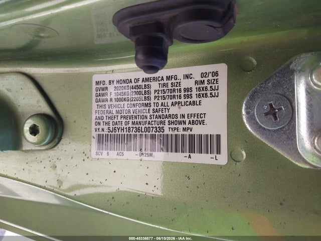 Продажа на аукционе авто 2006 Honda Element Ex-p, vin: 5J6YH18736L007335, номер лота: 45336877