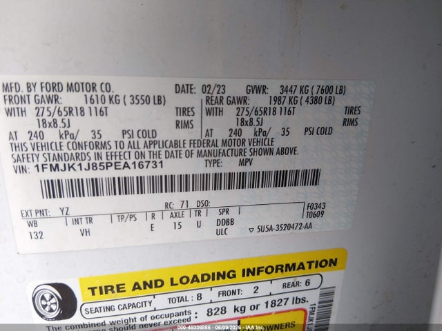 Ford Expedition Xlt Max 2023 1FMJK1J85PEA16731 Image 9