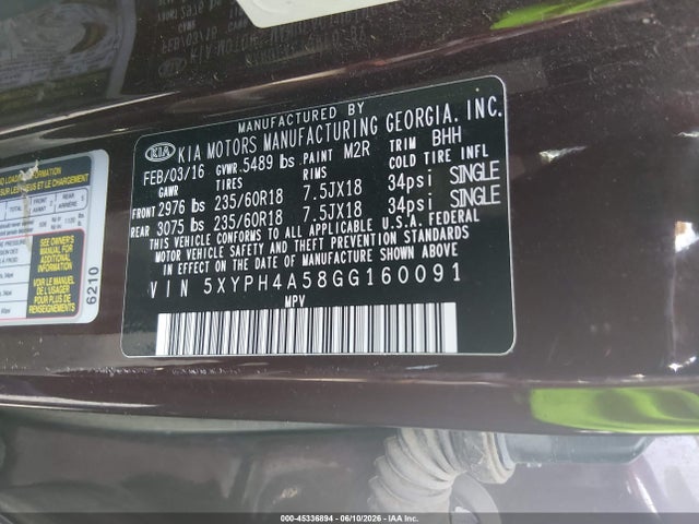 KIA Sorento 3.3l Ex 2016 5XYPH4A58GG160091 Image 9