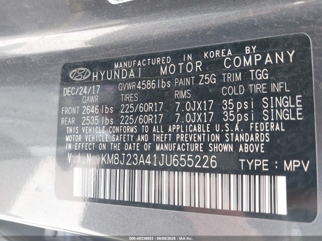 Hyundai TUCSON SE 2018 KM8J23A41JU655226 Image 9