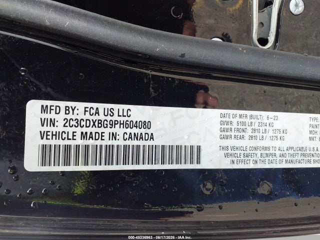 Dodge Charger Sxt 2023 2C3CDXBG9PH604080 Image 9