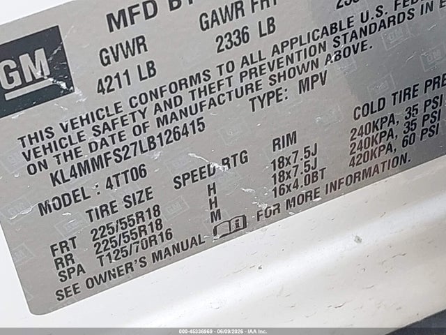 Aukcja sprzedaży 2020 Buick Encore Gx Fwd Essence, vin: KL4MMFS27LB126415, numer aukcji: 45336969