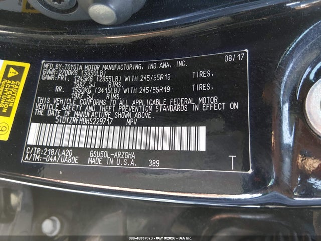 5TDYZRFH0HS229717 Toyota Highlander Limited Platinum
