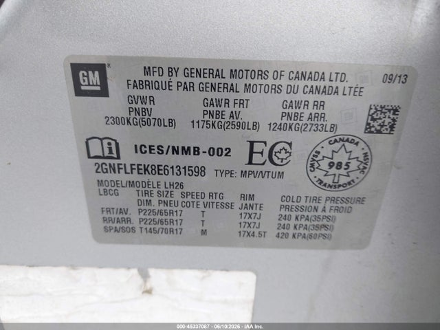 Продаж на аукціоні авто 2014 Chevrolet Equinox Lt, vin: 2GNFLFEK8E6131598, номер лоту: 45337087