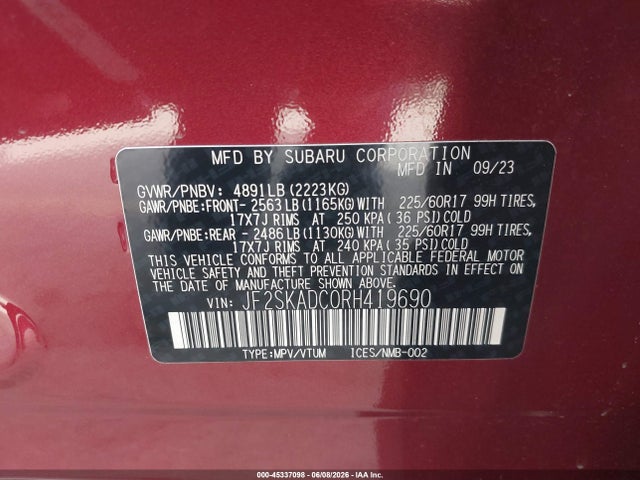 JF2SKADC0RH419690 Subaru Forester Premium