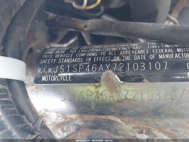 45337117 :رقم المزاد ، JS1SP46AX72103107 vin ، 2007 Suzuki Dr650 Se مزاد بيع