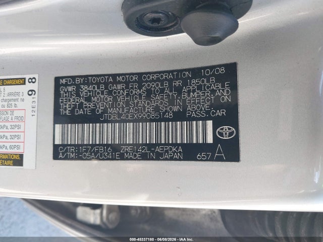 Aukcja sprzedaży 2009 Toyota Corolla Le, vin: JTDBL40EX99085148, numer aukcji: 45337180