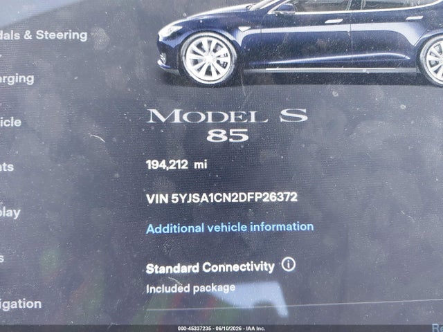 45337235 :رقم المزاد ، 5YJSA1CN2DFP26372 vin ، 2013 Tesla Model S مزاد بيع