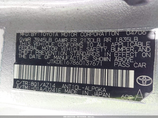Продаж на аукціоні авто 2006 Scion Tc, vin: JTKDE167860137671, номер лоту: 45337236