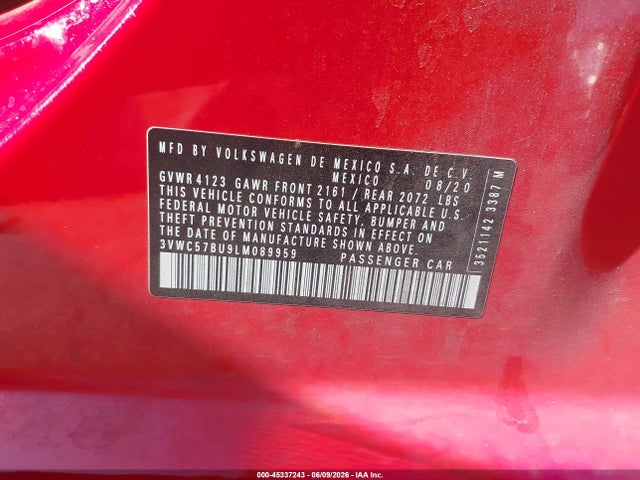 3VWC57BU9LM089959 Volkswagen Jetta 1.4t R-line/1.4t S/1.4t Se