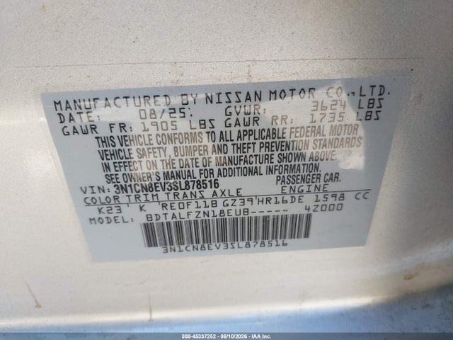 Nissan Versa 1.6 Sv 2025 3N1CN8EV3SL878516 Image 9