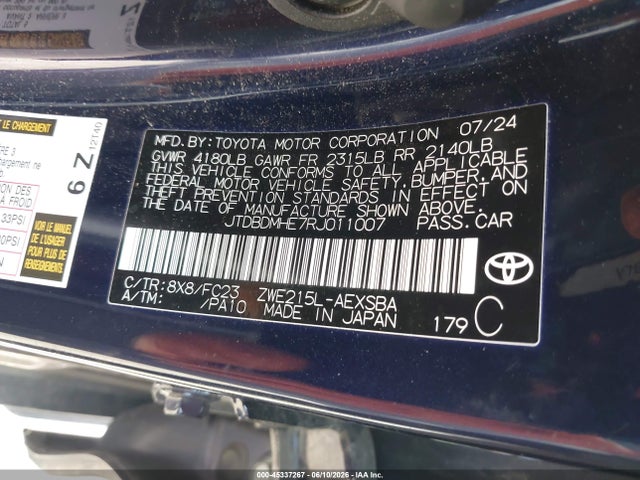 JTDBDMHE7RJ011007 Toyota Corolla Hybrid Se