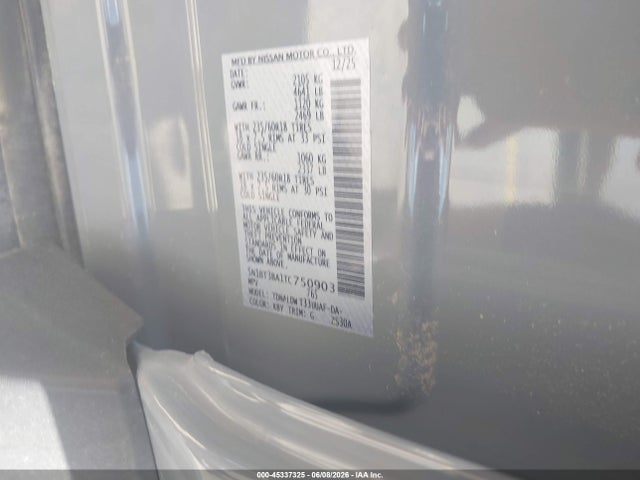 Продаж на аукціоні авто 2026 Nissan Rogue Sv, vin: 5N1BT3BA1TC750903, номер лоту: 45337325