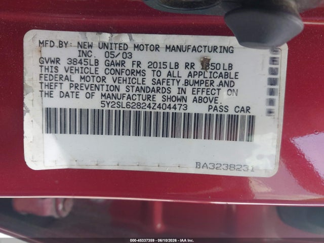 Продажа на аукционе авто 2004 Pontiac Vibe, vin: 5Y2SL62824Z404473, номер лота: 45337359