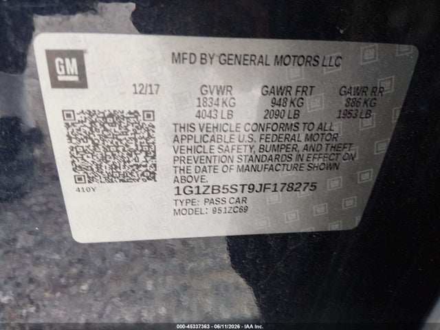 Chevrolet Malibu 1ls 2018 1G1ZB5ST9JF178275 Image 9