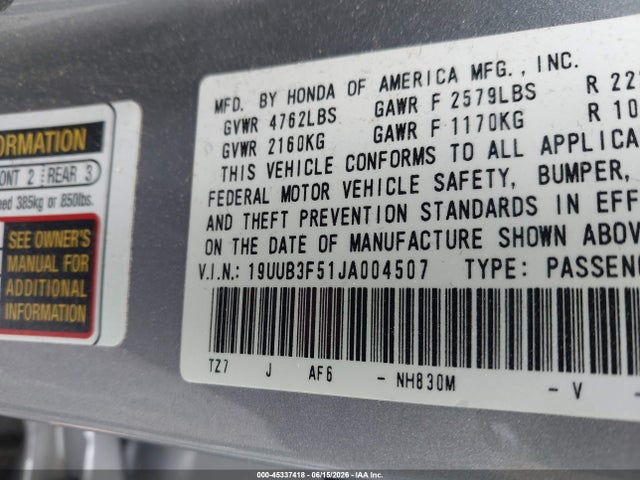 Aukcja sprzedaży 2018 Acura Tlx Tech Pkg, vin: 19UUB3F51JA004507, numer aukcji: 45337418