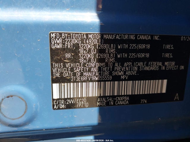 2T3E6RFV1RW055559 Toyota Rav4 Hybrid Xse