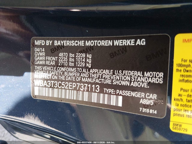 Продажа на аукционе авто 2014 Bmw 435i, vin: WBA3T3C52EP737113, номер лота: 45337456