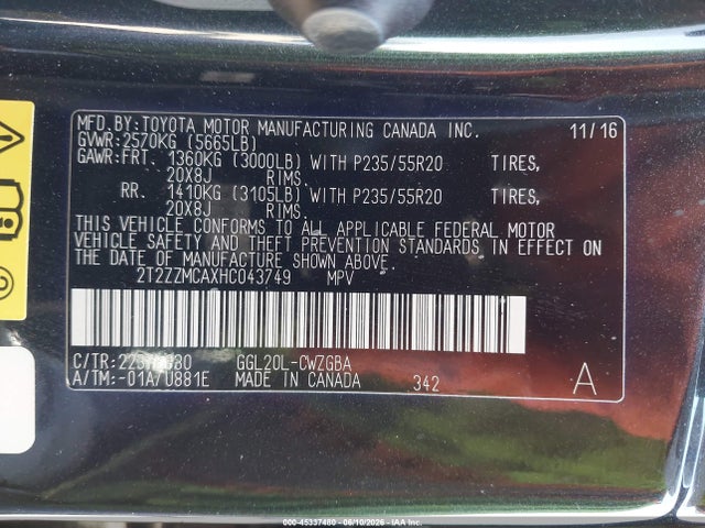 2T2ZZMCAXHC043749 Lexus Rx 350 F Sport