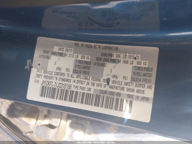 45337494 :رقم المزاد ، JM1DKFC7XJ0316188 vin ، 2018 Mazda Cx-3 Touring مزاد بيع
