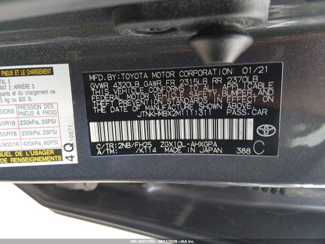 Aukcja sprzedaży 2021 Toyota C-hr Nightshade Edition, vin: JTNKHMBX2M1111311, numer aukcji: 45337505