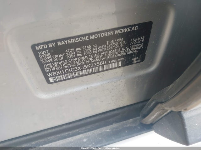 Auction sale of the 2018 Bmw X1 Xdrive28i, vin: WBXHT3C3XJ5K23560, lot number: 45337560