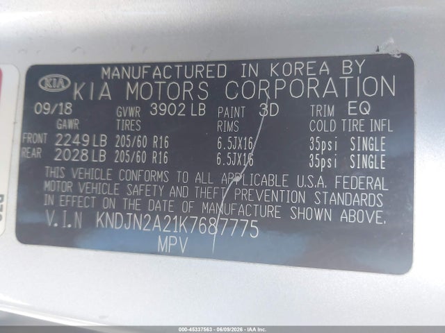 KIA Soul 2019 KNDJN2A21K7687775 Image 9