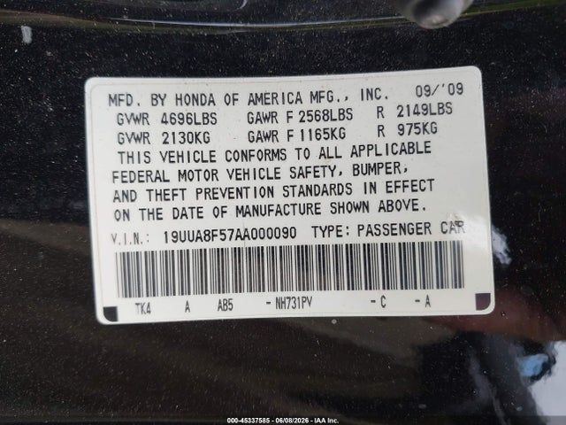 Aukcja sprzedaży 2010 Acura Tl 3.5, vin: 19UUA8F57AA000090, numer aukcji: 45337585