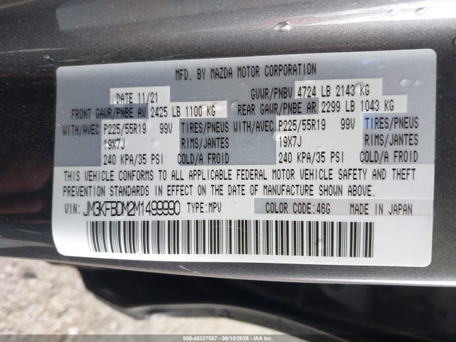 Mazda Cx-5 Grand Touring 2021 JM3KFBDM2M1499990 Image 9