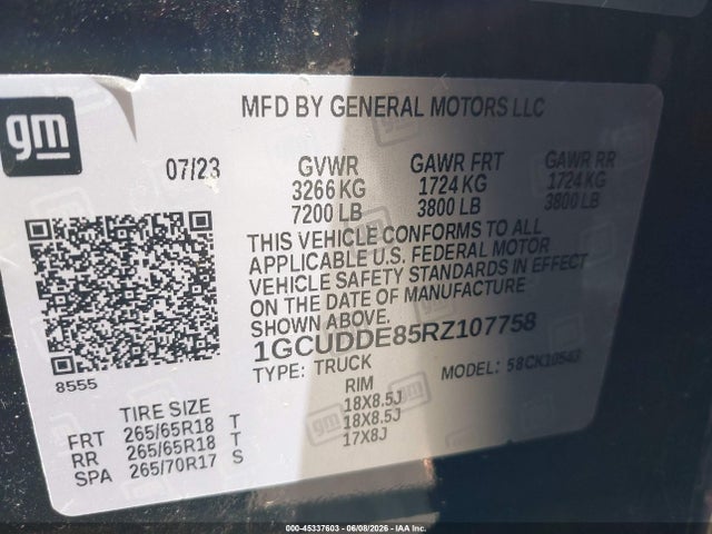 1GCUDDE85RZ107758 Chevrolet Silverado 1500 4wd Short Bed Lt