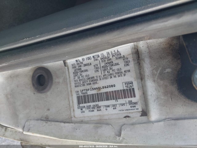 Aukcja sprzedaży 1995 Ford F150, vin: 1FTDF15N4SLB62080, numer aukcji: 45337619