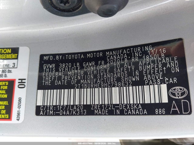 Toyota Corolla Xse 2017 2T1BURHE9HC798632 Image 9