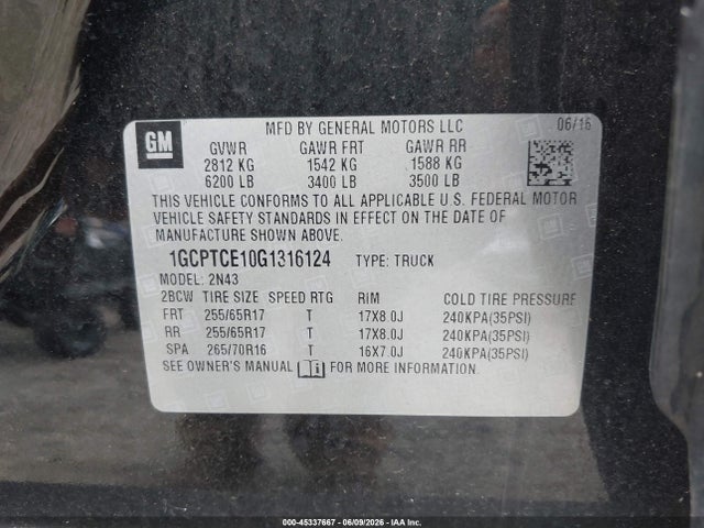 1GCPTCE10G1316124 Chevrolet Colorado Lt