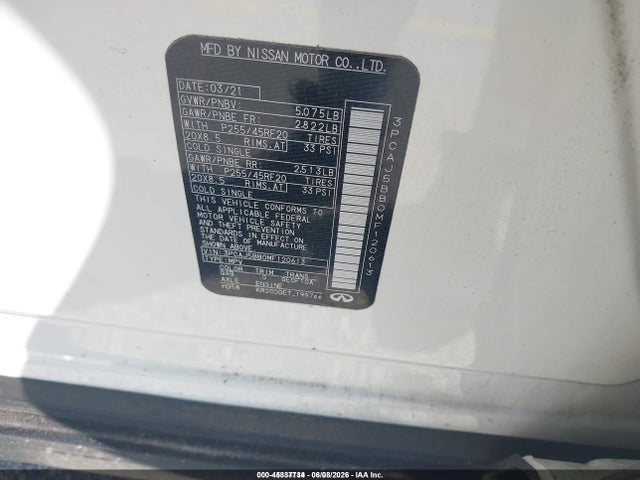 Aukcja sprzedaży 2021 Infiniti Qx50 Luxe Awd, vin: 3PCAJ5BB0MF120613, numer aukcji: 45337734