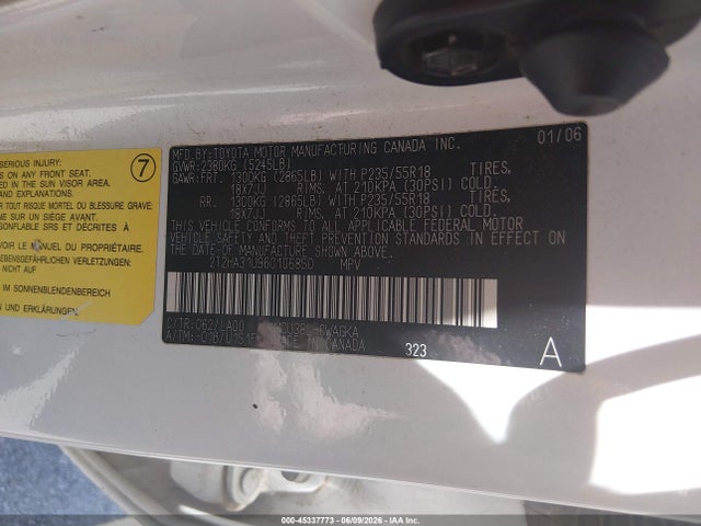45337773 :رقم المزاد ، 2T2HA31U96C106850 vin ، 2006 Lexus Rx 330 مزاد بيع