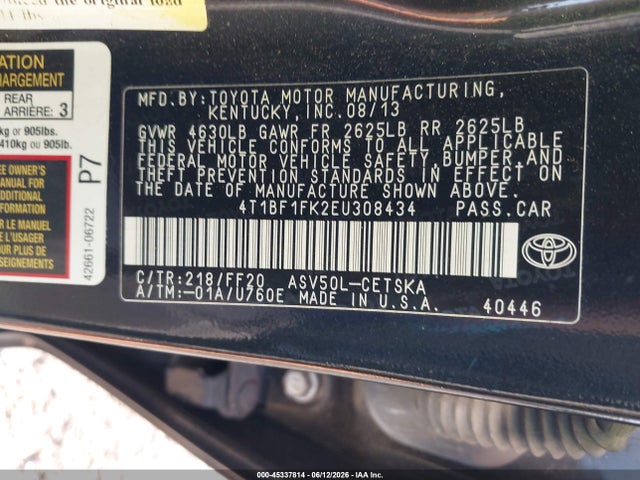 Aukcja sprzedaży 2014 Toyota Camry Se, vin: 4T1BF1FK2EU308434, numer aukcji: 45337814