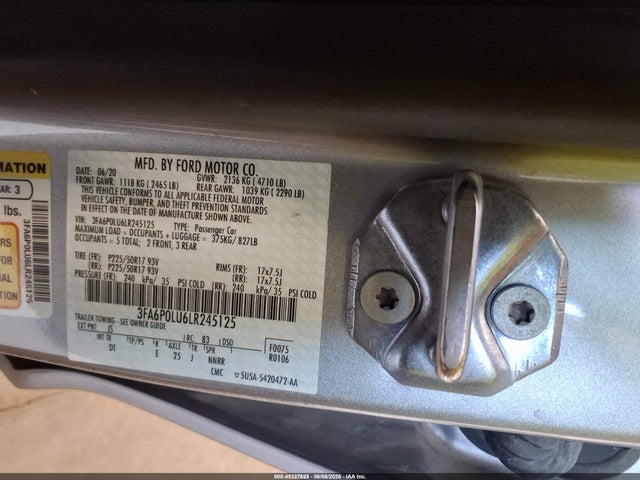 Ford Fusion Hybrid Se 2020 3FA6P0LU6LR245125 Image 9