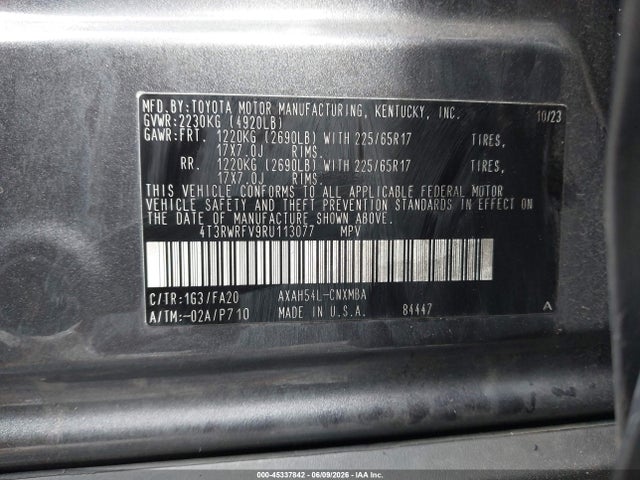 4T3RWRFV9RU113077 Toyota Rav4 Hybrid Xle
